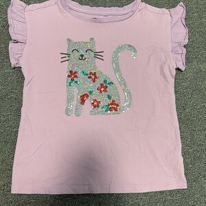 Charming Lilac Cat Graphic Tee for Kids